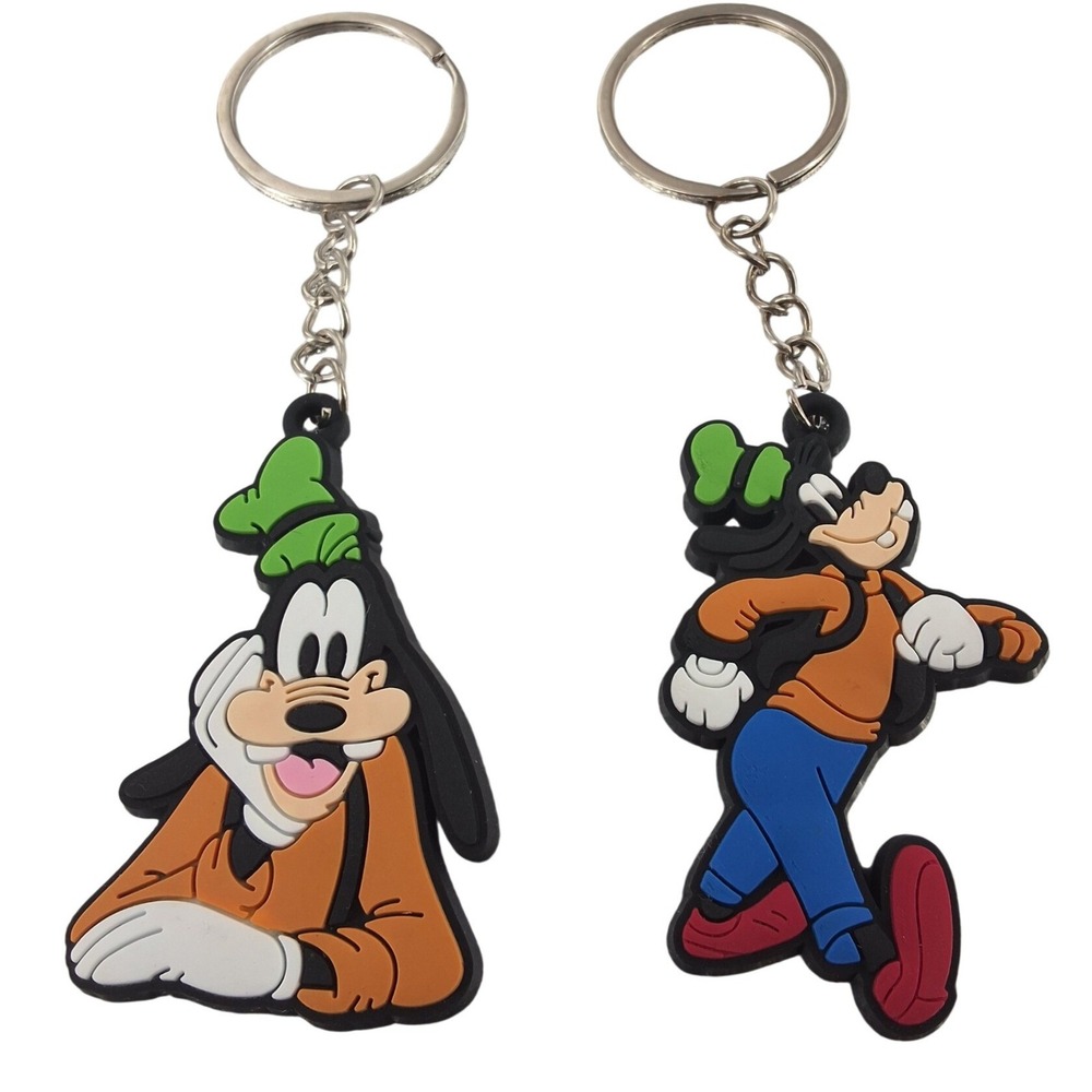 Disney Goofy Rubber Keychain Fob Set of 2 | Cartoon Character Bag Charm
